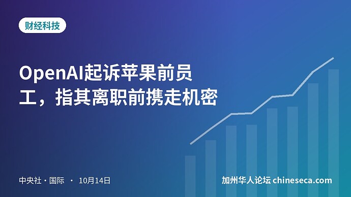 OpenAI起诉苹果前员工，指其离职前携走机密