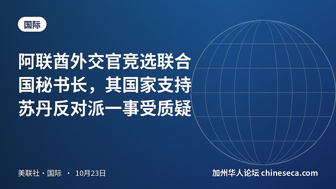 阿联酋外交官竞选联合国秘书长,其国家支持苏丹反对派一事受质疑