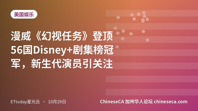 漫威《幻视任务》登顶56国Disney+剧集榜冠军，新生代演员引关注