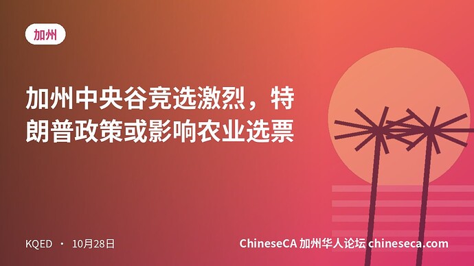 加州中央谷竞选激烈，特朗普政策或影响农业选票