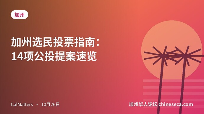 加州选民投票指南：14项公投提案速览