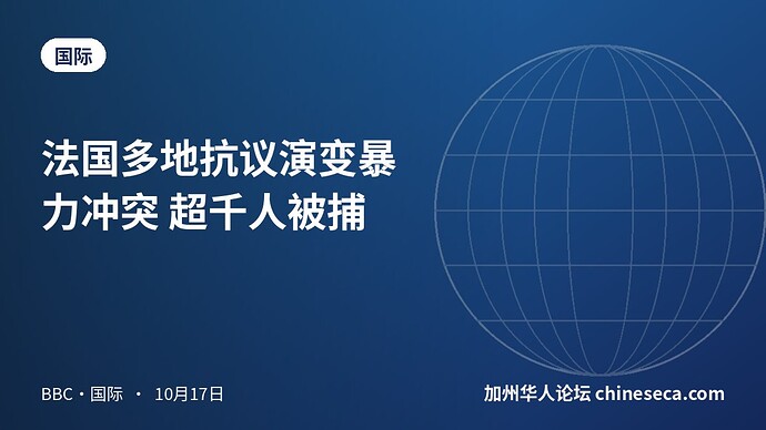 法国多地抗议演变暴力冲突 超千人被捕